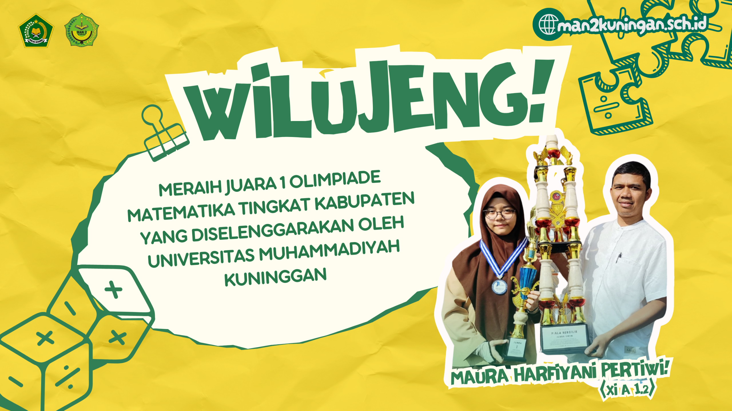 You are currently viewing Siswa Berprestasi, Maura Harfiyani Pertiwi Raih Juara 1 Olimpiade Matematika Tingkat Kabupaten